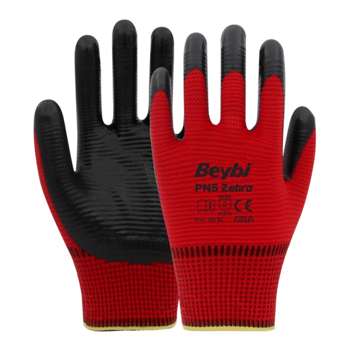 Beybi PN5 Zebra Eldiven Kırmızı